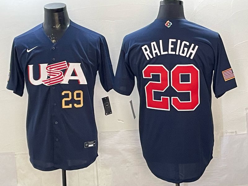 Men 2026 World Cub USA #29 Raleigh Blue Nike MLB Jersey style 05->more jerseys->MLB Jersey
